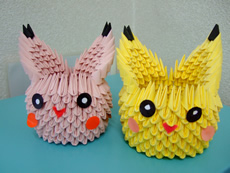 ピンクのピカチューの紙細工